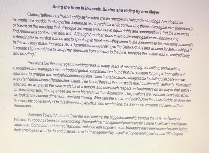 Being the Boss in Brussels, Boston and Bejing by