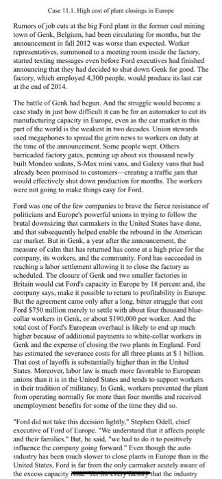 no answers already on Chegg please C ase 1 1 . 1.