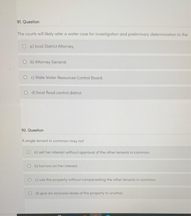 91. Question The courts will likely refer a water