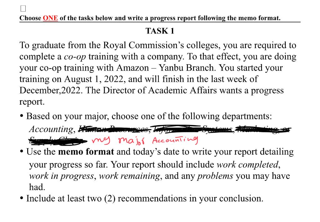 The progress report includes introduction + work