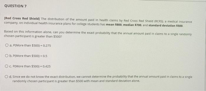 QUESTION 7 [Red Cross Red Shield] The