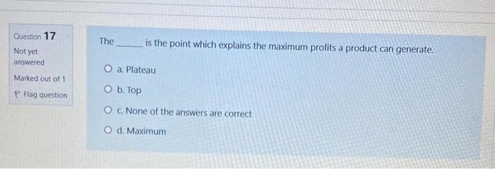Question 17 The is the point which explains the