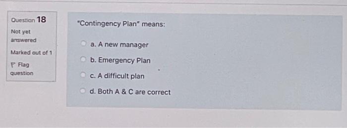 Question 17 The is the point which explains the