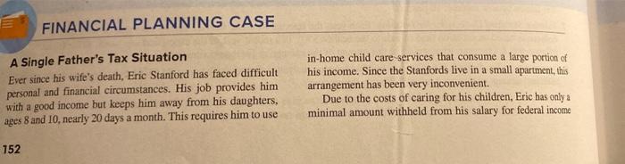 FINANCIAL PLANNING CASE A Single Father's Tax