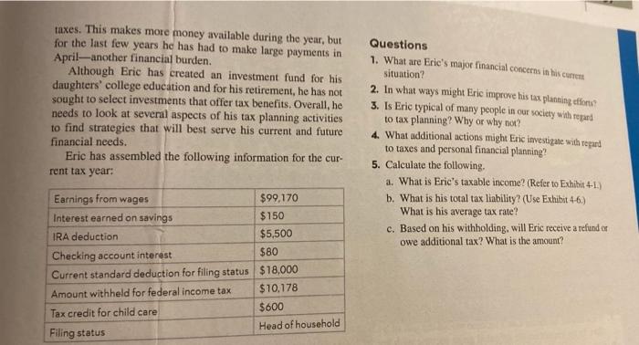 FINANCIAL PLANNING CASE A Single Father's Tax