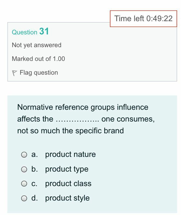 Time left 0:49:22 Question 31 Not yet answered