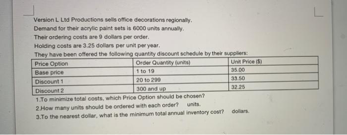 Version L Ltd Productions sells office