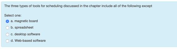 The three types of tools for scheduling discussed