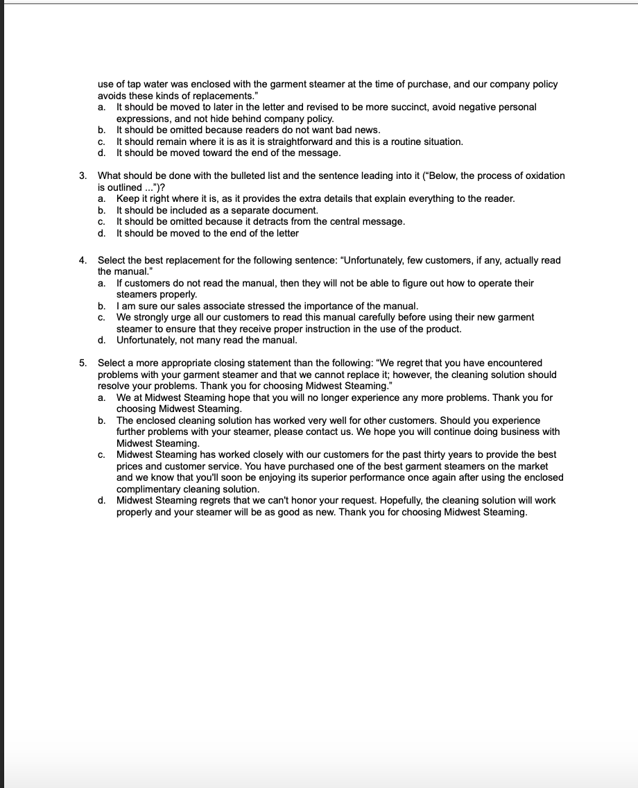 Read and then answer the questions below; they