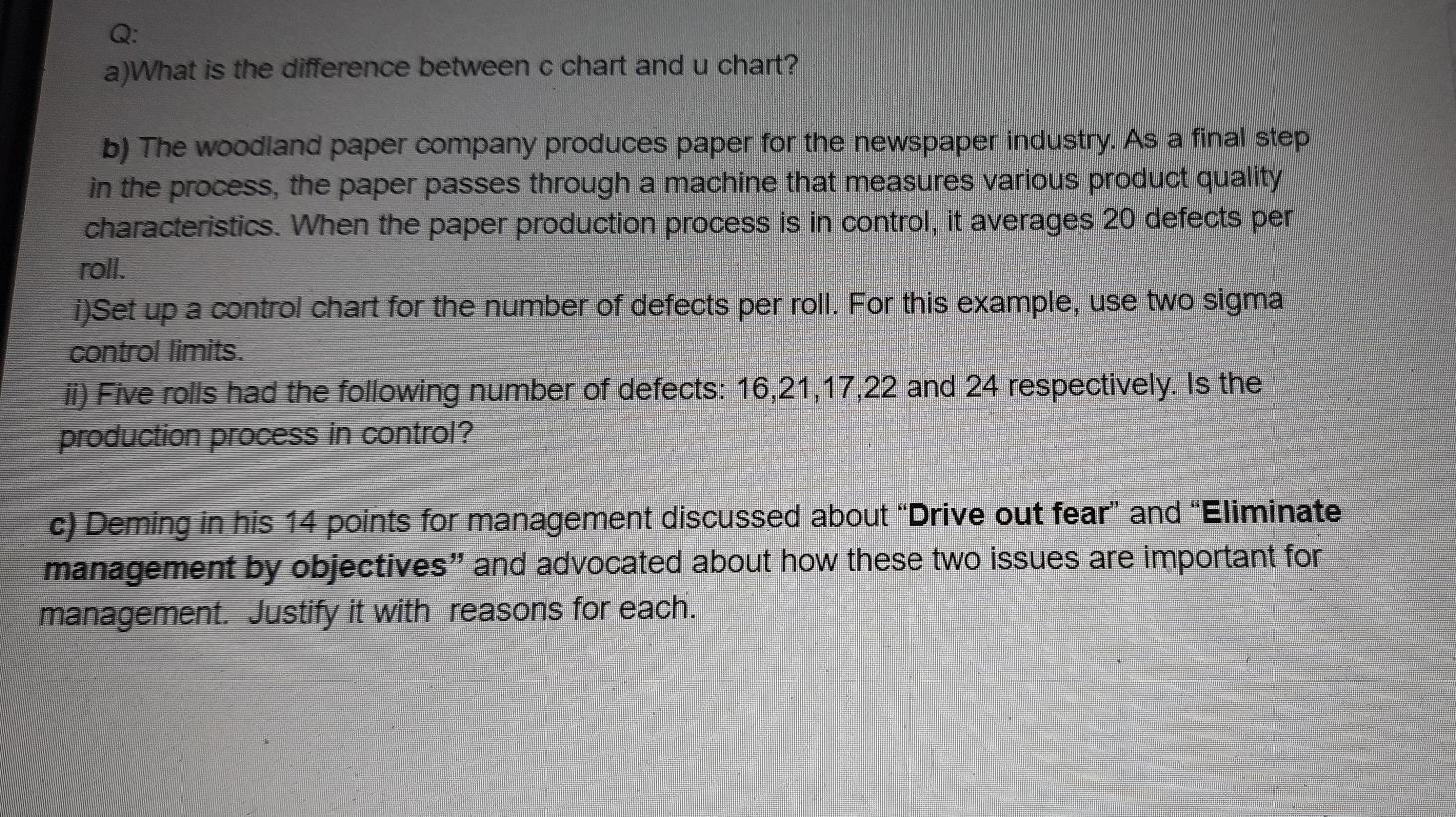 a)What is the difference between c chart and u