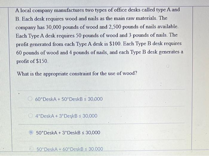 long question A local company manufactures two