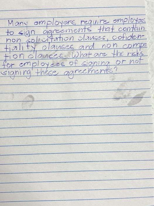 Many employers require employees non solicitation