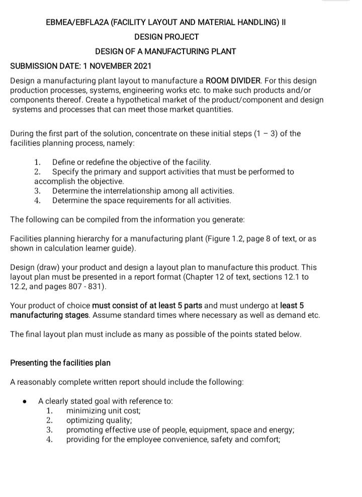 EBMEA/EBFLA2A (FACILITY LAYOUT AND MATERIAL