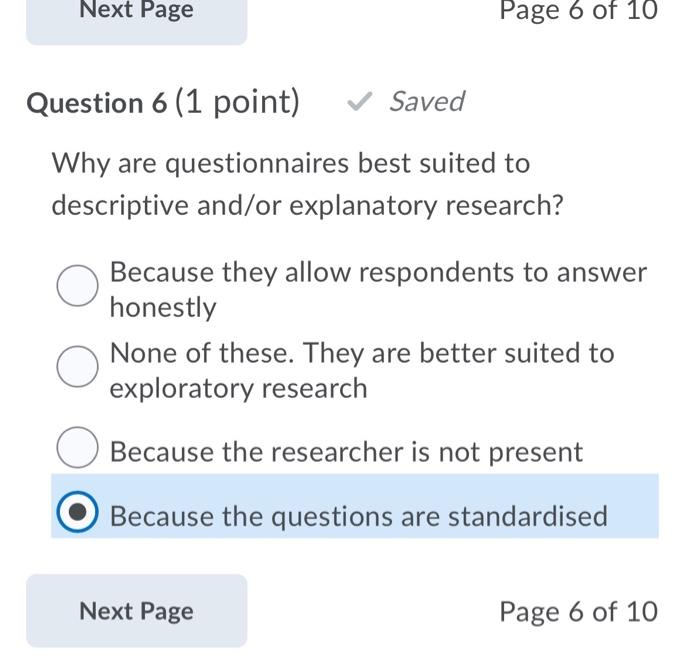 Next Page Page 6 of 10 Question 6 (1 point) Saved