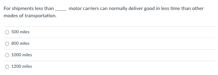 motor carriers can normally deliver good in less