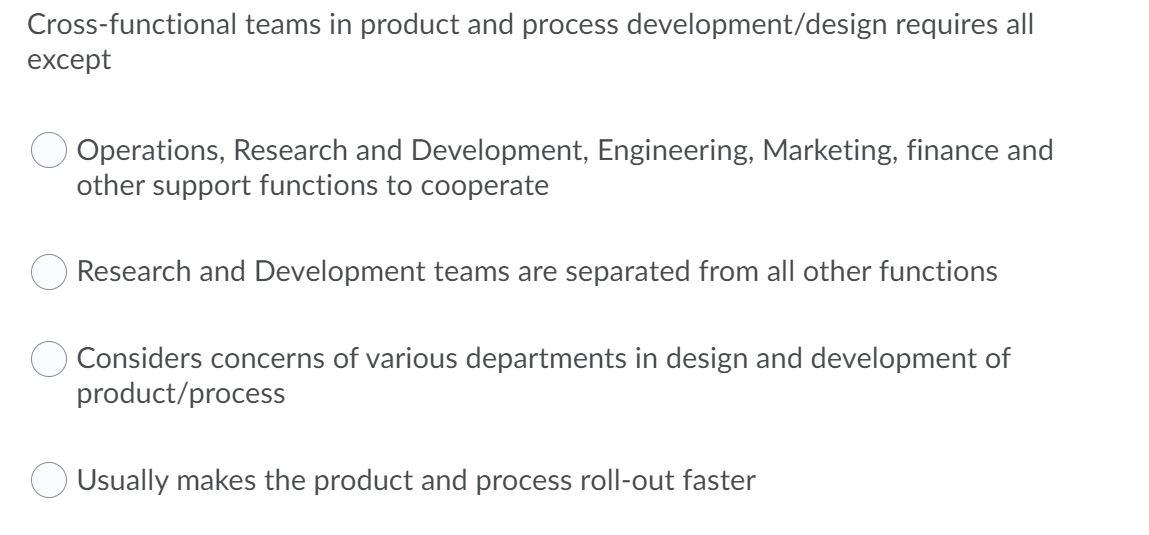 Cross-functional teams in product and process