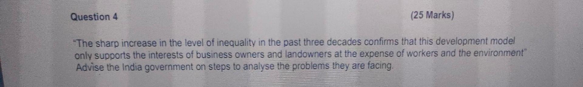 "The sharp increase in the level of inequality in