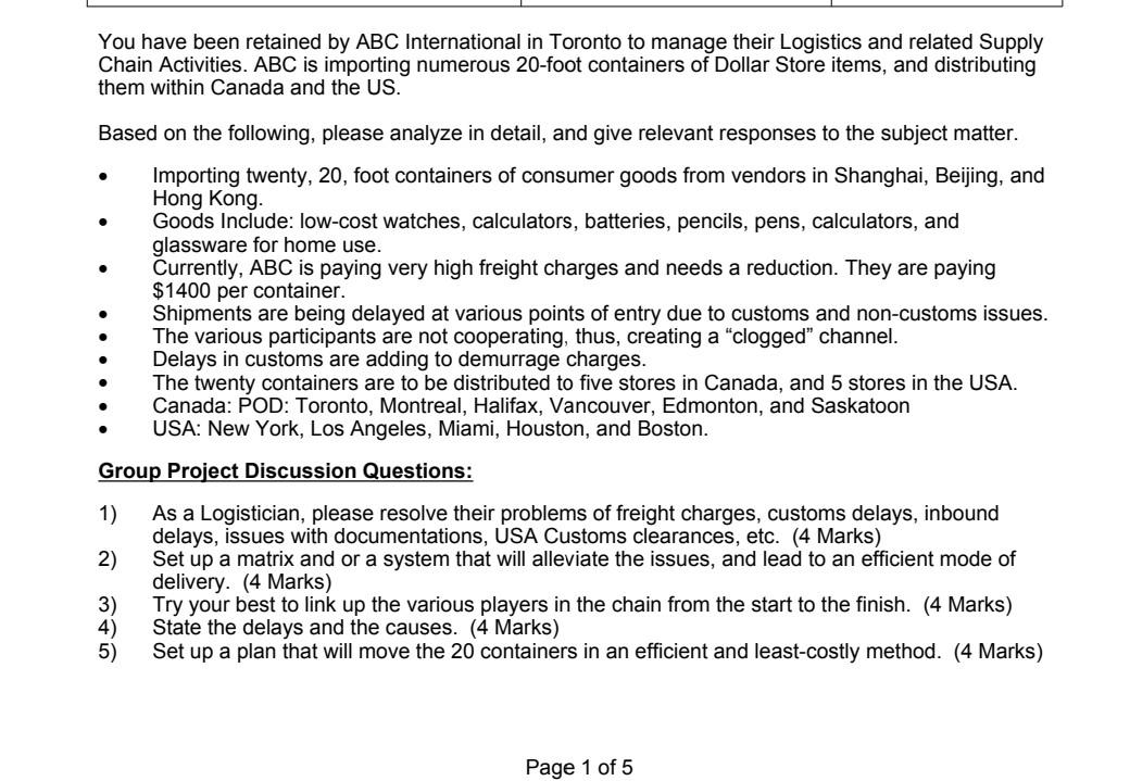 You have been retained by ABC International in