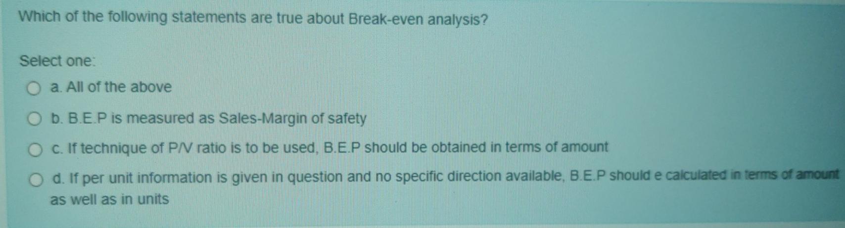 Which of the following statements are true about