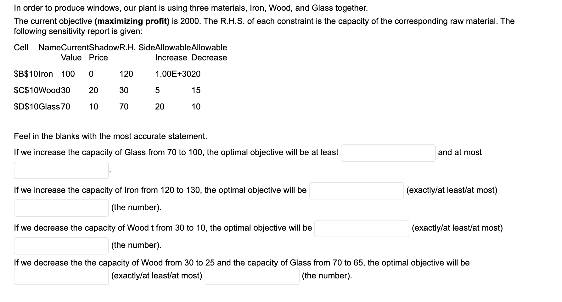 In order to produce windows, our plant is using