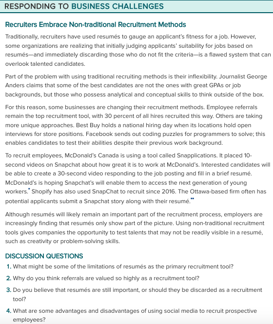 RESPONDING TO BUSINESS CHALLENGES Recruiters