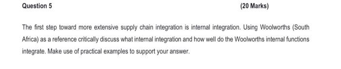 The first step toward more extensive supply chain