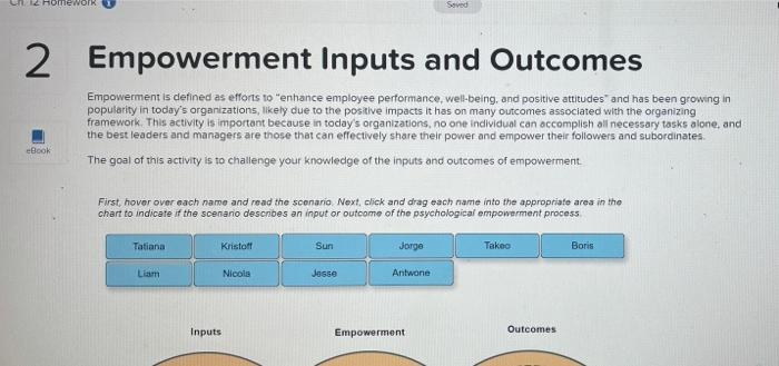 homework Seved 2 Empowerment Inputs and Outcomes