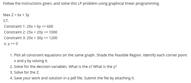 Follow the instructions given, and solve this LP