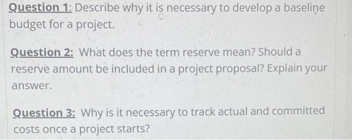 please help me! Question 1: Describe why it is