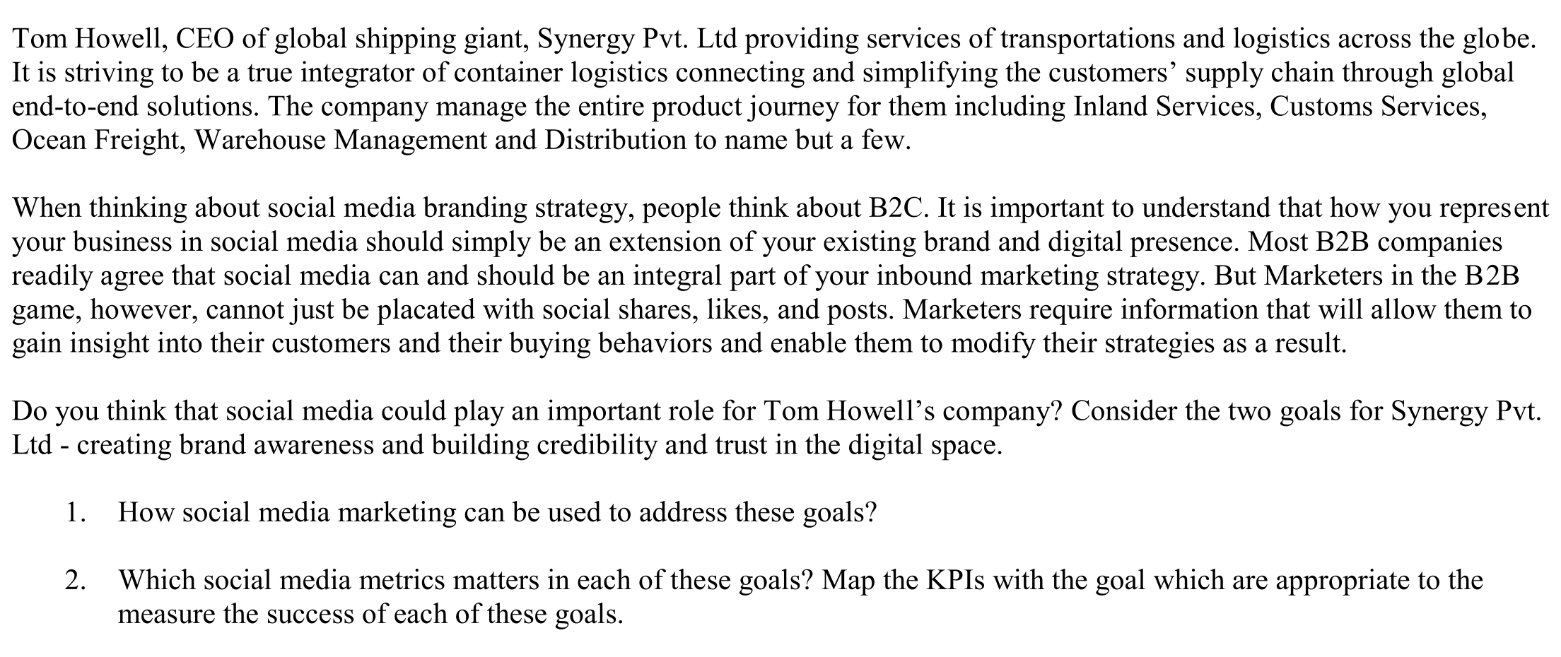 Tom Howell, CEO of global shipping giant, Synergy