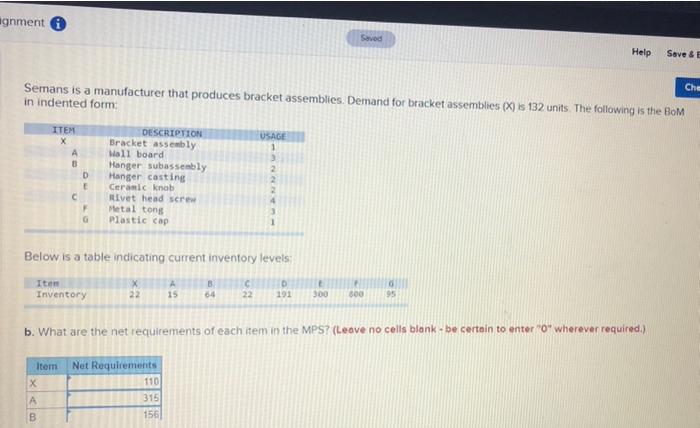 gnment Saved Help Save & E Che Semans is a