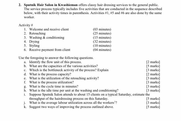 please solve all 2. Sputnik Hair Salon in