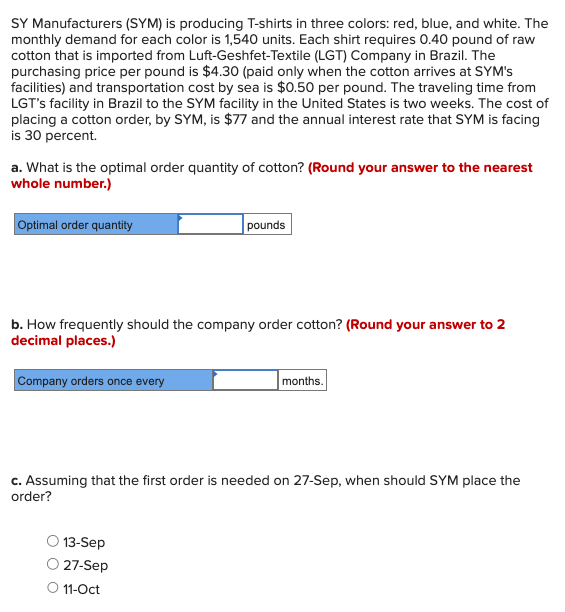 please answer all SY Manufacturers (SYM) is