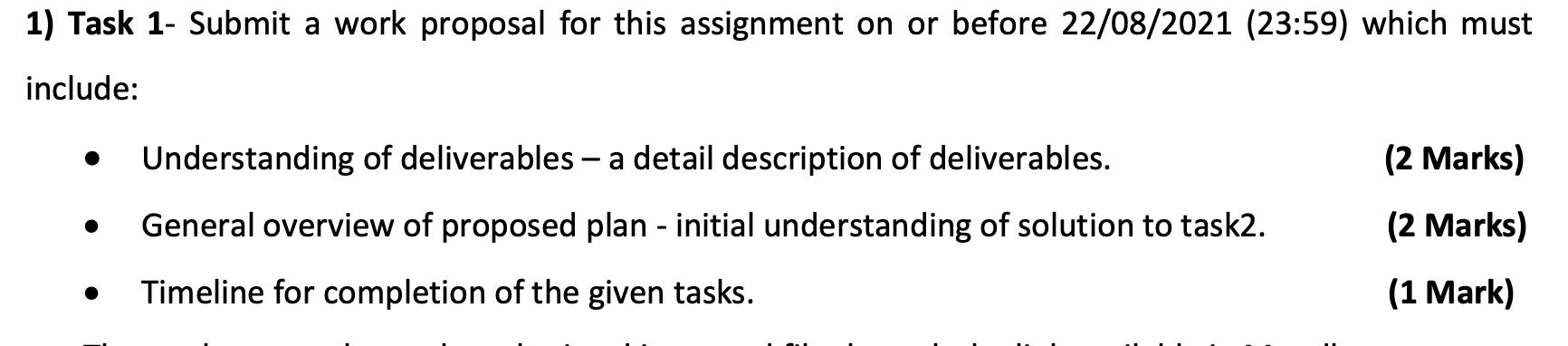 1) Task 1- Submit a work proposal for this