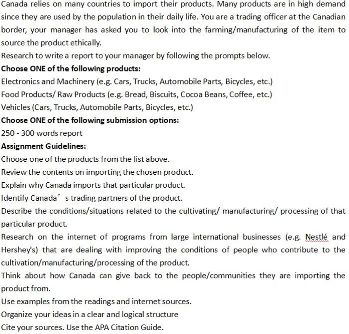 Canada relies on many countries to import their