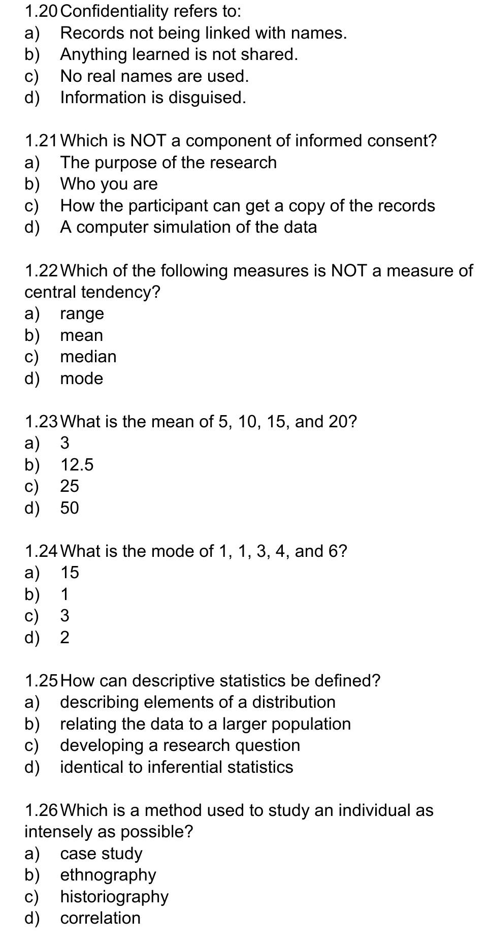 1.20 Confidentiality refers to: a) Records not