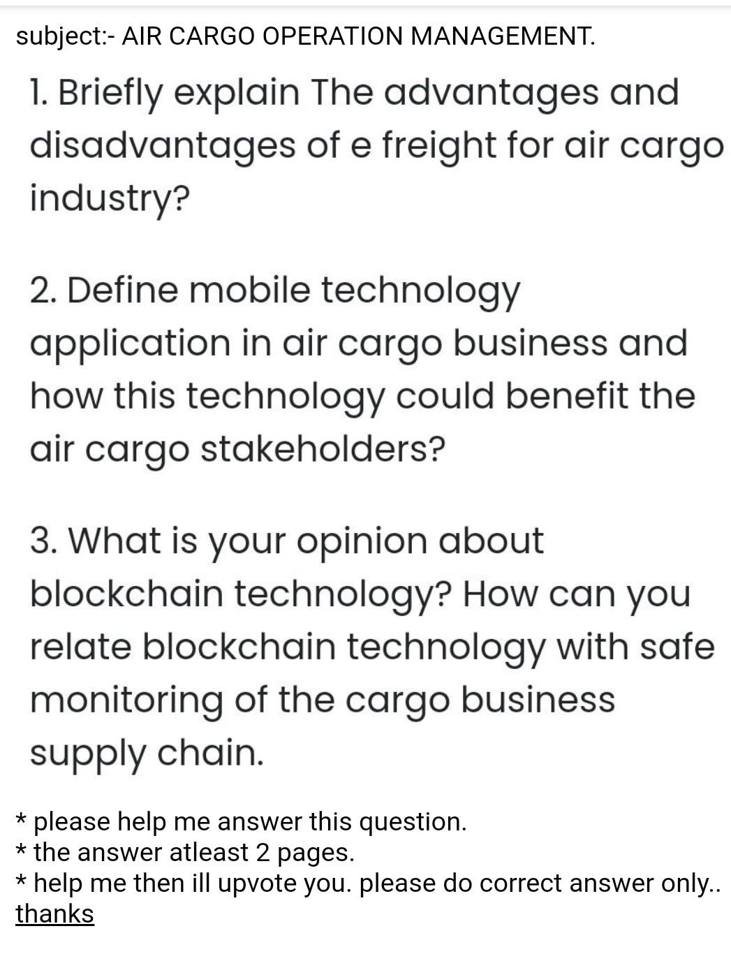 * the chapter of this Air Cargo Operation