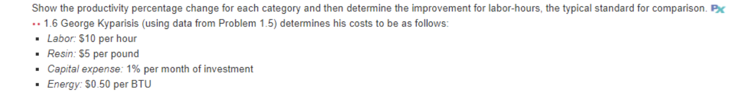 Show the productivity percentage change for each