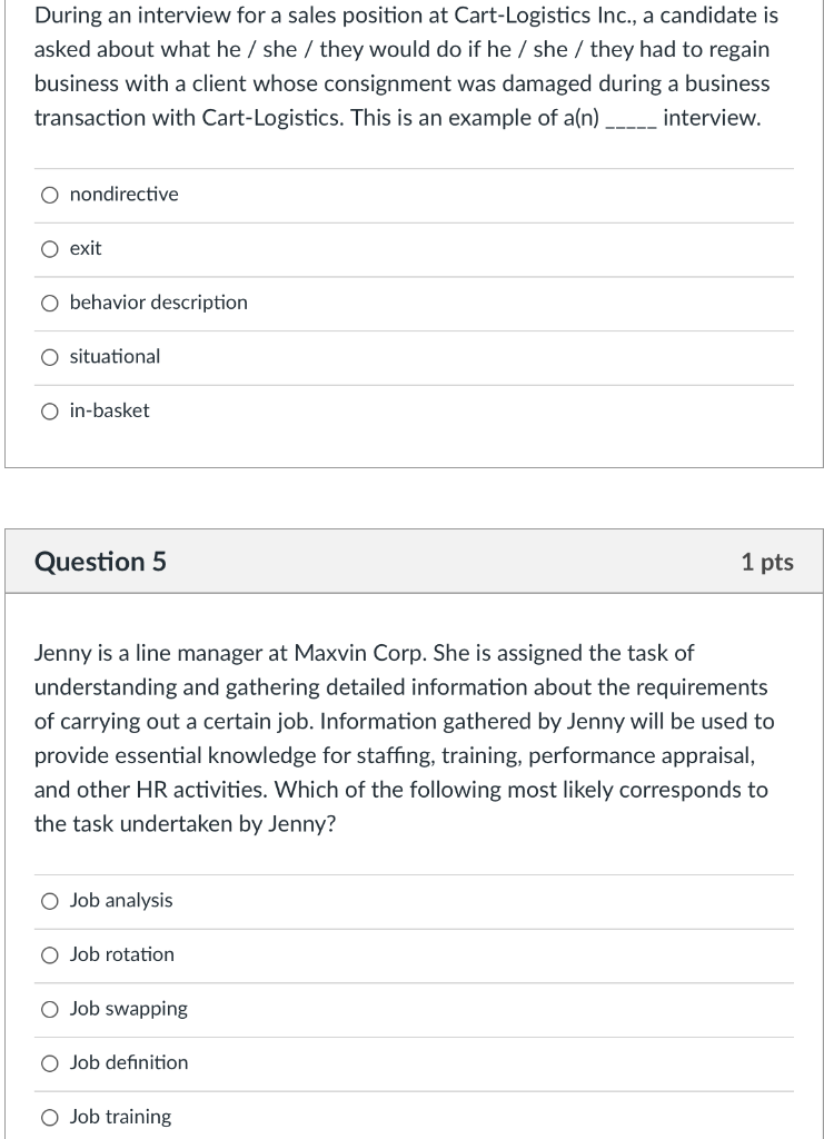 During an interview for a sales position at