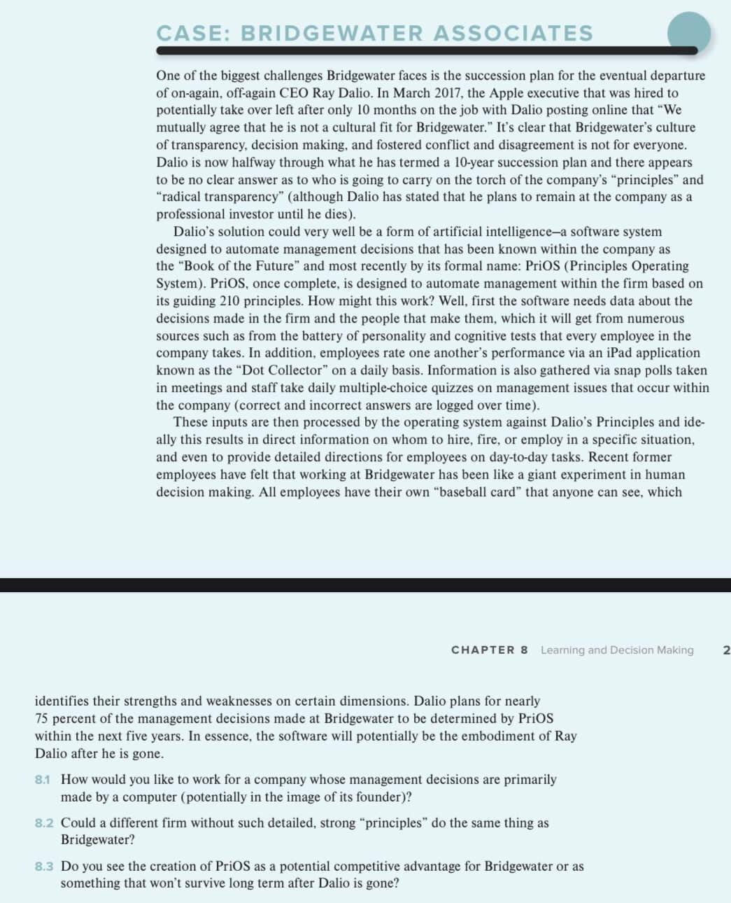 CASE: BRIDGEWATER ASSOCIATES One of the biggest