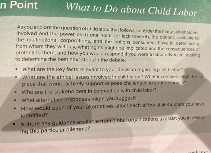 n Point What to Do about Child Labor As you