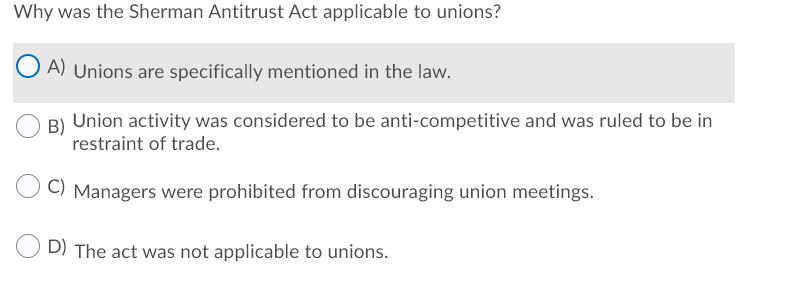 Why was the Sherman Antitrust Act applicable to
