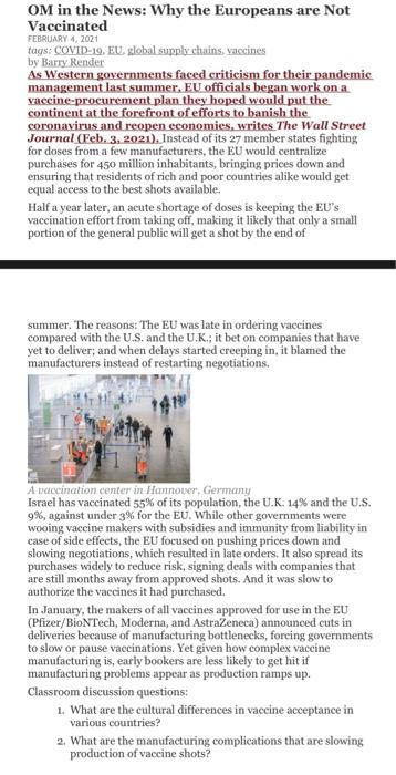 answer the two classroom discussions OM in the