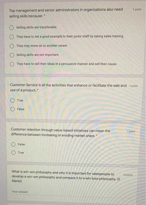 1 point Top management and senior administrators