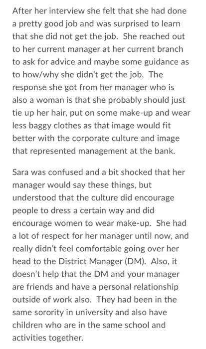Sara is a woman, working in the financial