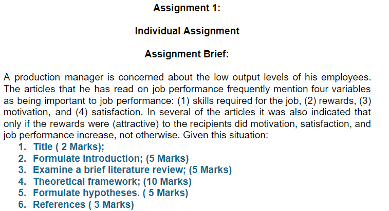 Assignment 1: Individual Assignment Assignment