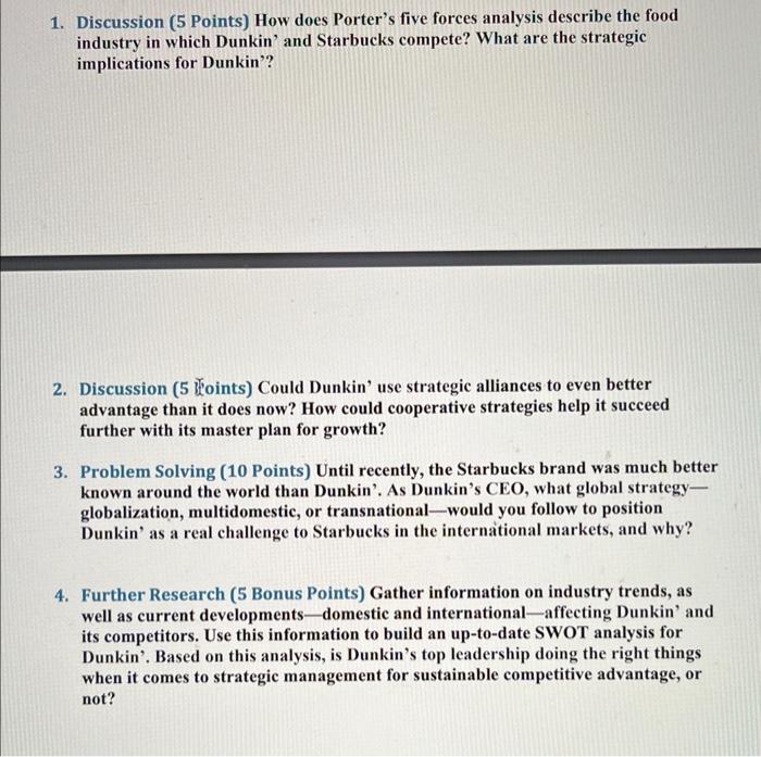 1. Discussion (5 Points) How does Porter's five