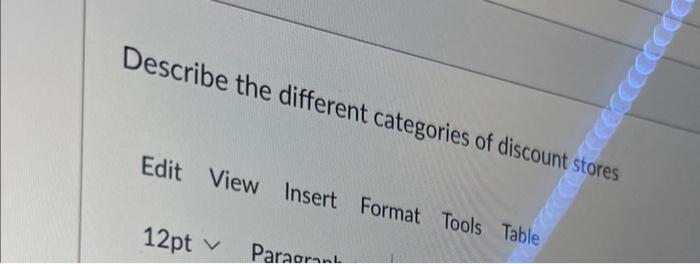 Describe the different categories of discount