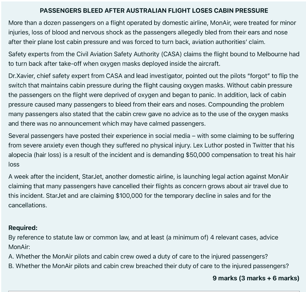 PASSENGERS BLEED AFTER AUSTRALIAN FLIGHT LOSES
