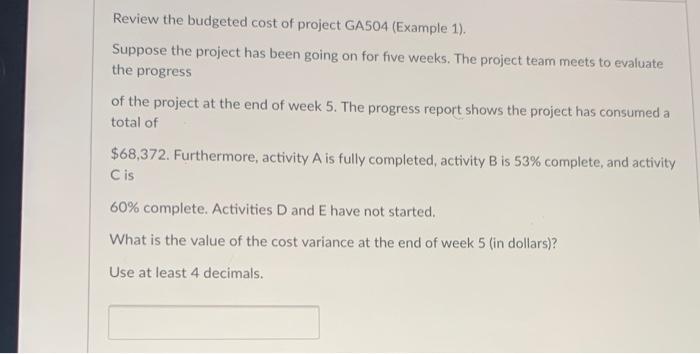 Review the budgeted cost of project GAS04